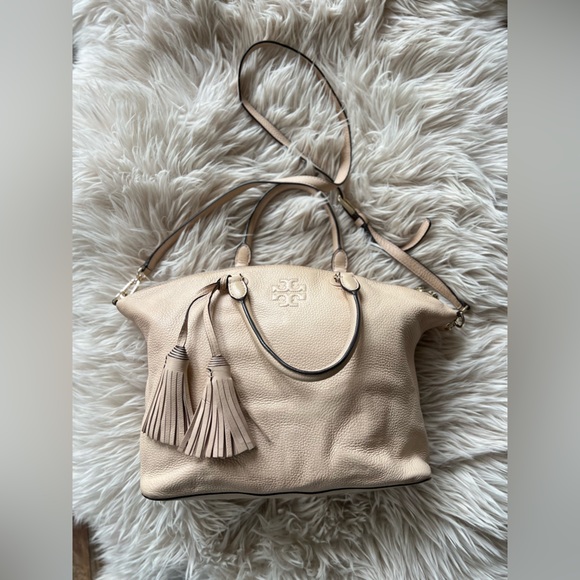 Tory Burch Pink Pebbled Leather Carter Satchel Bag - Picture 1 of 7